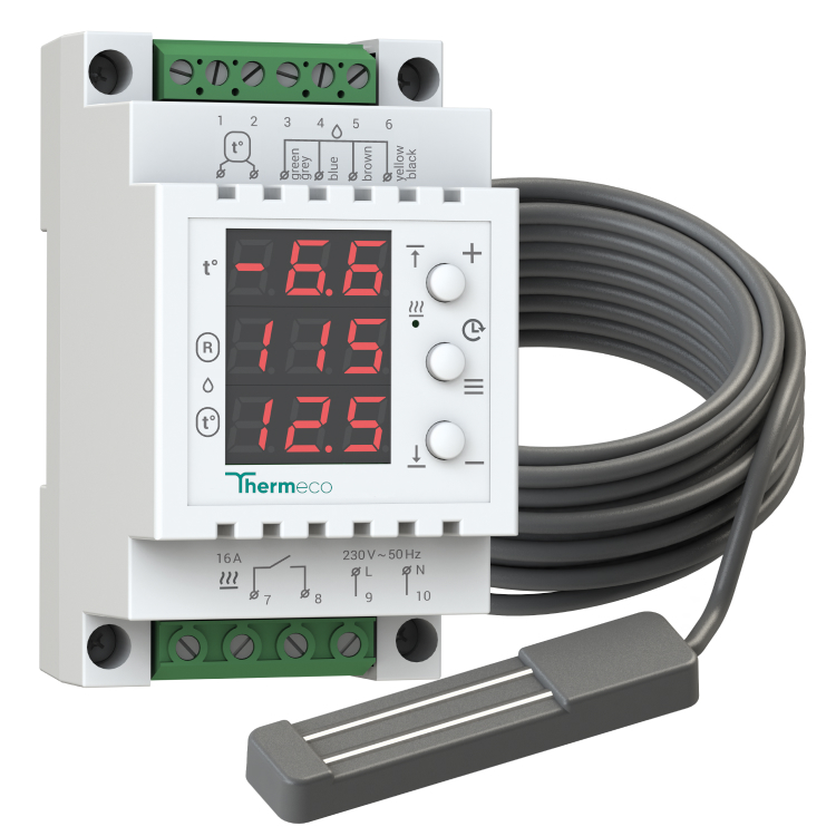 Komplet regulator temperatury TH200 i czujnik RYNNOWY, wilgotności i temperatury - obrazek 6