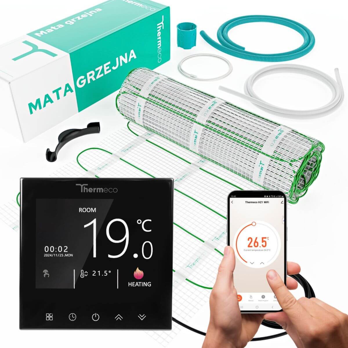 Zestaw ogrzewania podłogowego ECO 6m2 + regulator programowalny H21 WiFi