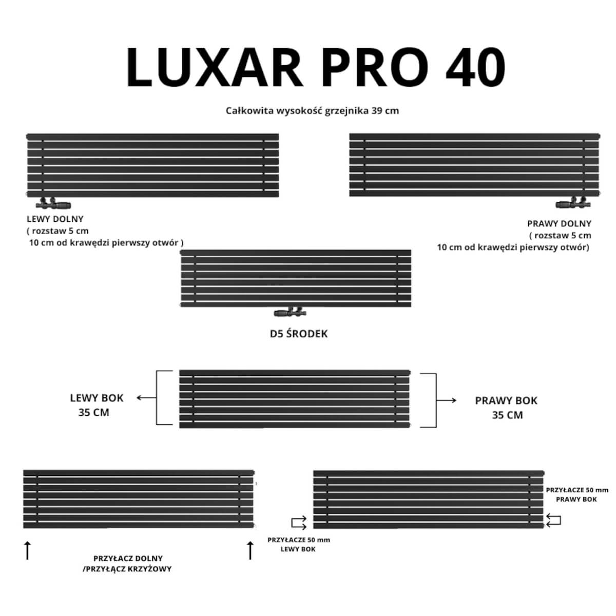 Grzejnik dekoracyjny Luxar PRO 390x1000 mm - obrazek 4