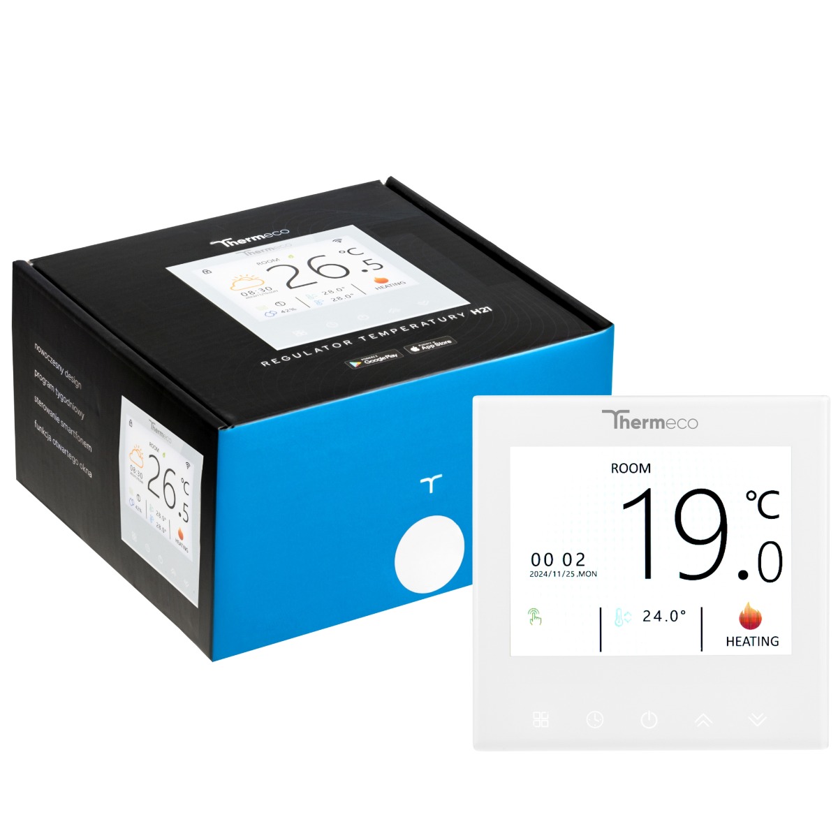 Zestaw ogrzewania podłogowego ECO 2m2 + regulator programowalny H21 WiFi-H21 Biały - obrazek 6