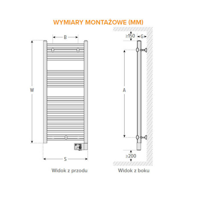 Elektryczny grzejnik łazienkowy - Atlantic THEOLA BLACK (600 W) - obrazek 6