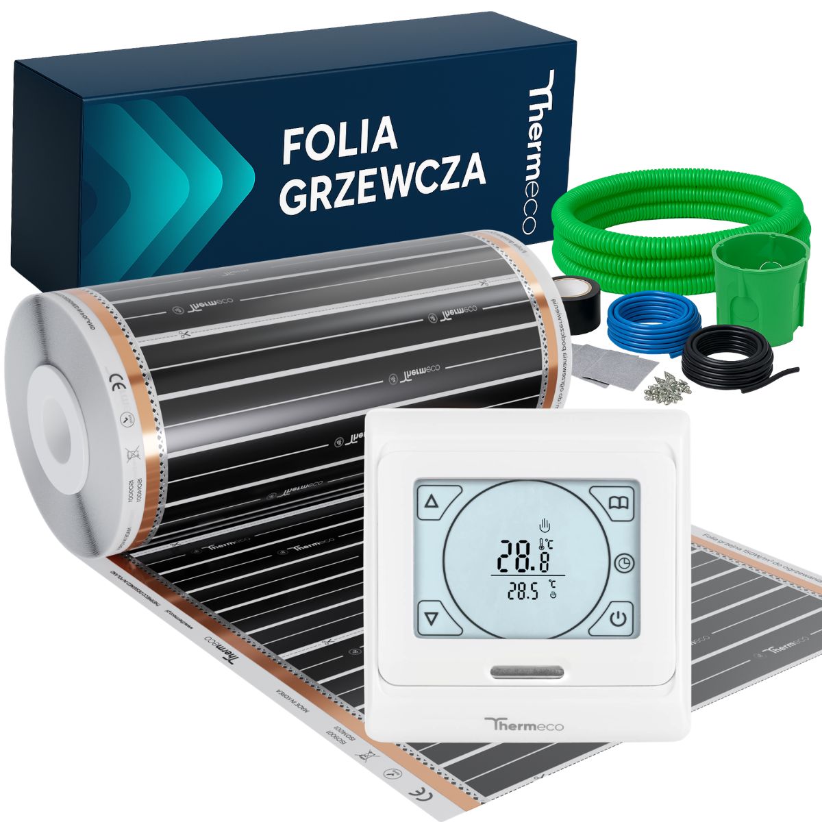Folia grzewcza na podczerwień 12m2 (150W/m2) + regulator H16