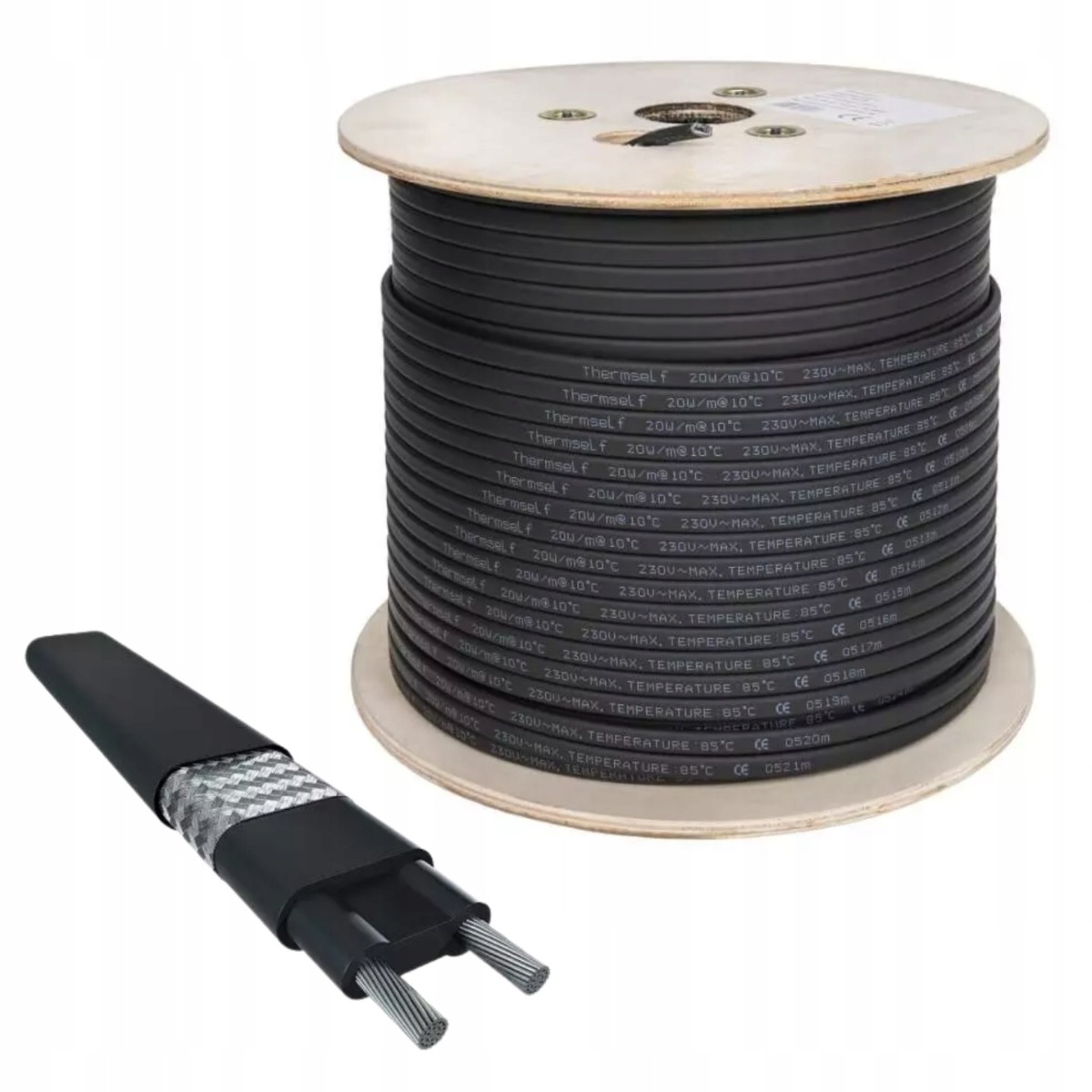 Kabel grzejny samoregulujący THERMECO THERMSELF 25W/m z oplotem