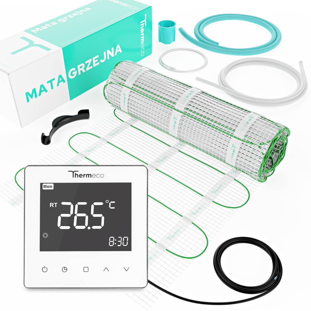 Zestaw ogrzewania podłogowego ECO 7m2 + regulator programowalny H10 WiFi-H10 Biały