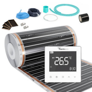 Zestaw folii grzewczej na podczerwień 15m2 (150W/m2) + regulator H10-H10 Biały