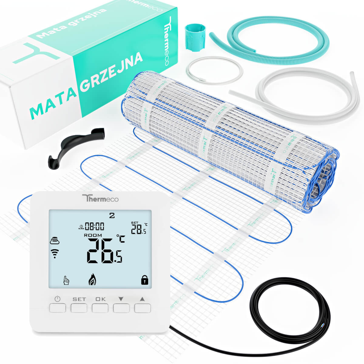 Zestaw ogrzewania podłogowego Thermeco 1,5m2 + regulator programowalny H8 - obrazek 4