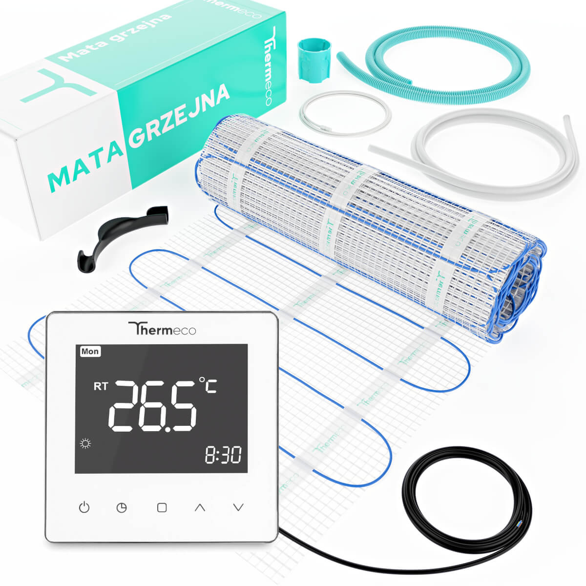 Zestaw ogrzewania podłogowego Thermeco 12m2 + regulator programowalny H10 WiFi - obrazek 4