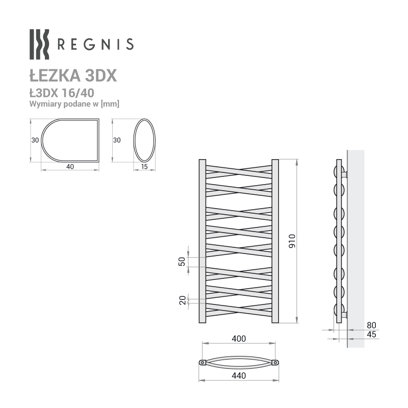 Grzejnik łazienkowy Łezka 3DX 675x440 mm - biały - obrazek 7