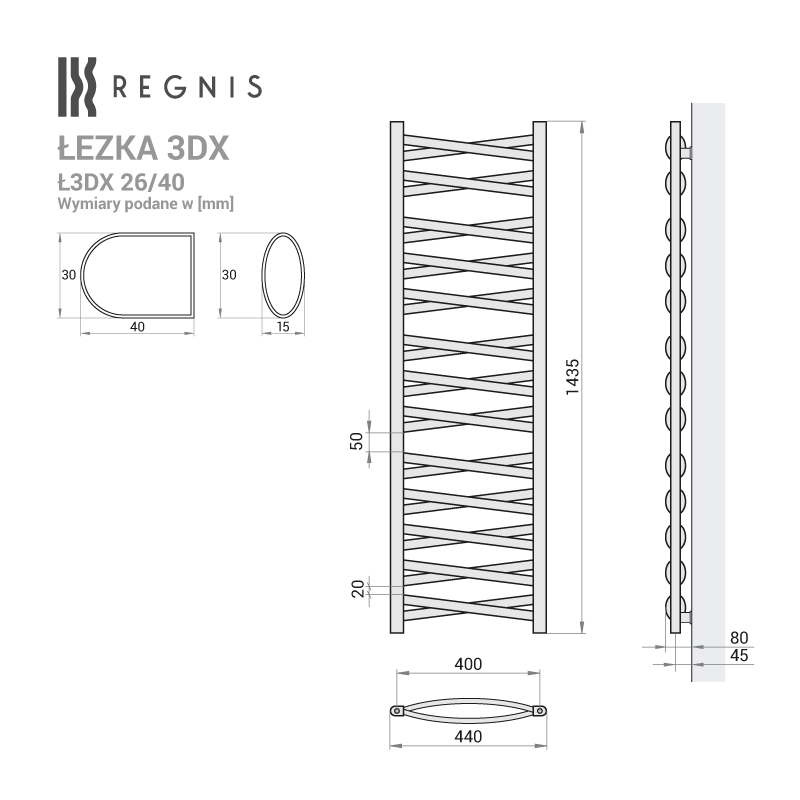 Grzejnik łazienkowy Łezka 3DX 675x440 mm - biały - obrazek 9
