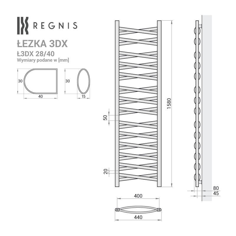 Grzejnik łazienkowy Łezka 3DX 675x440 mm - biały - obrazek 10