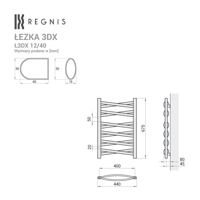 Grzejnik łazienkowy Łezka 3DX 910x440 mm - biały - obrazek 6