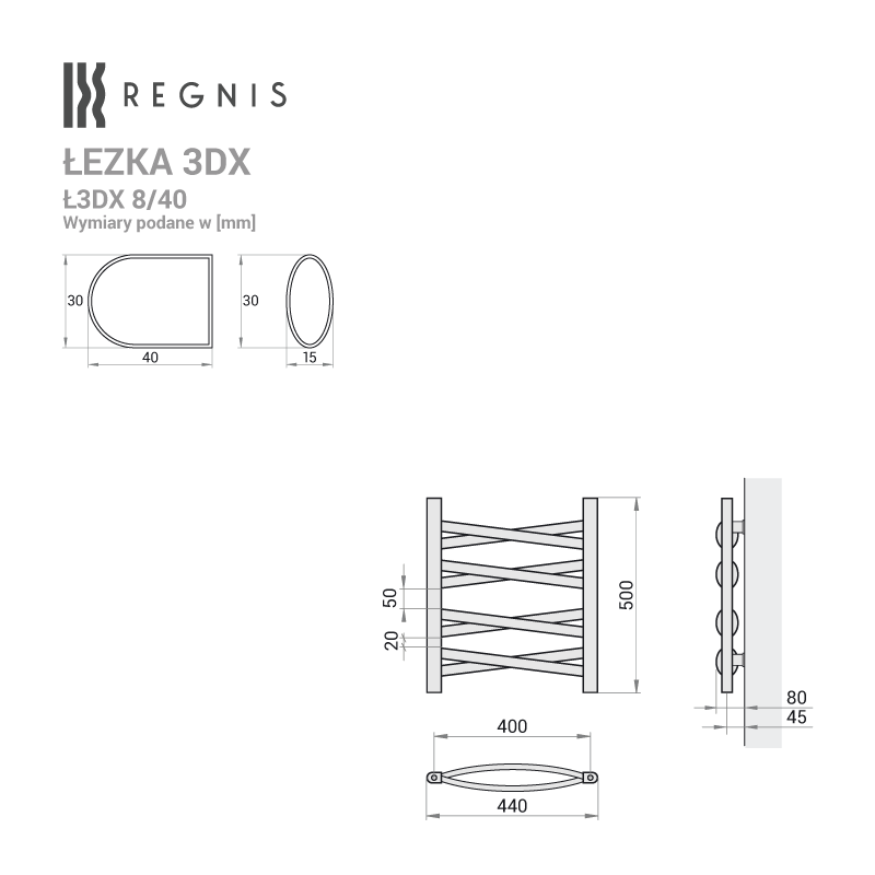 Grzejnik łazienkowy Łezka 3DX 1205x440 mm - biały - obrazek 5
