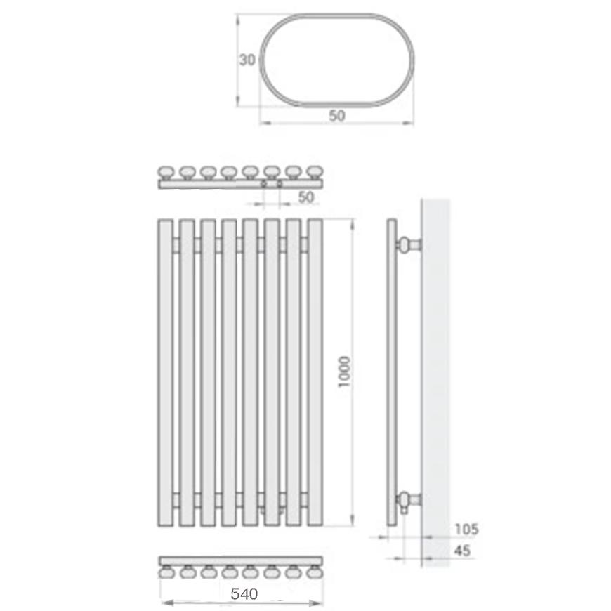 Grzejnik dekoracyjny Lazur 1000x540 mm - czarny - obrazek 5