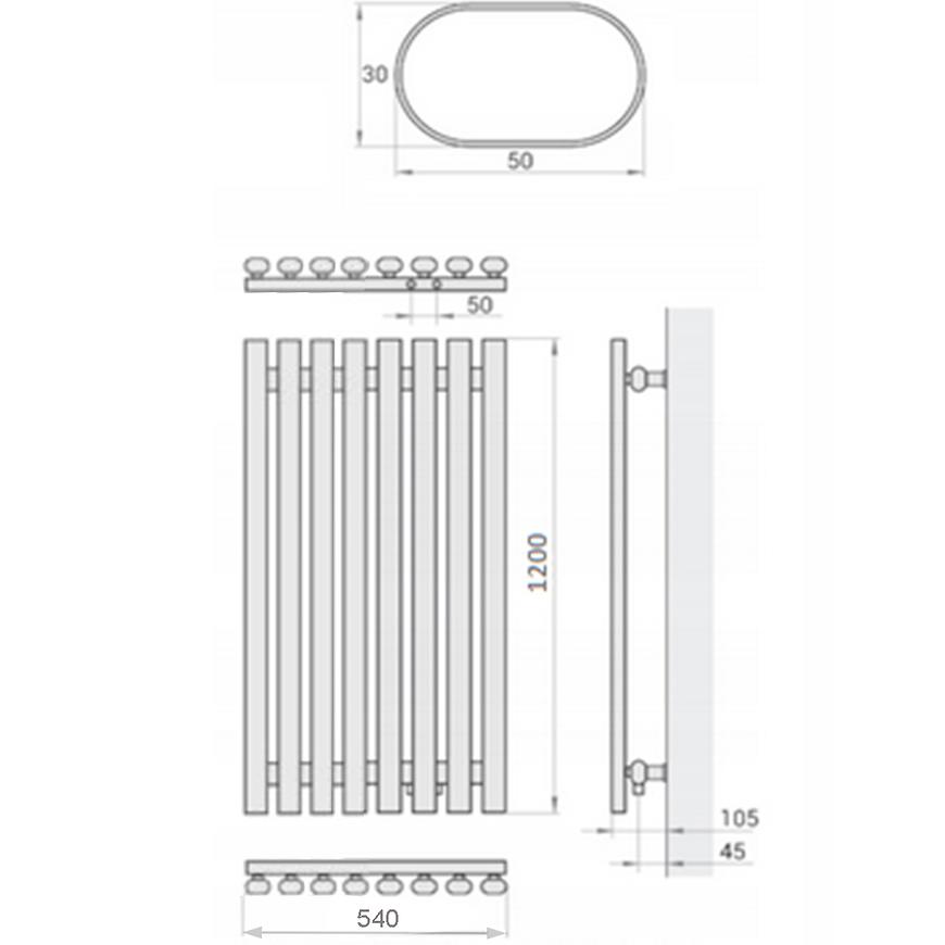 Grzejnik dekoracyjny Lazur 1200x540 mm - czarny - obrazek 5