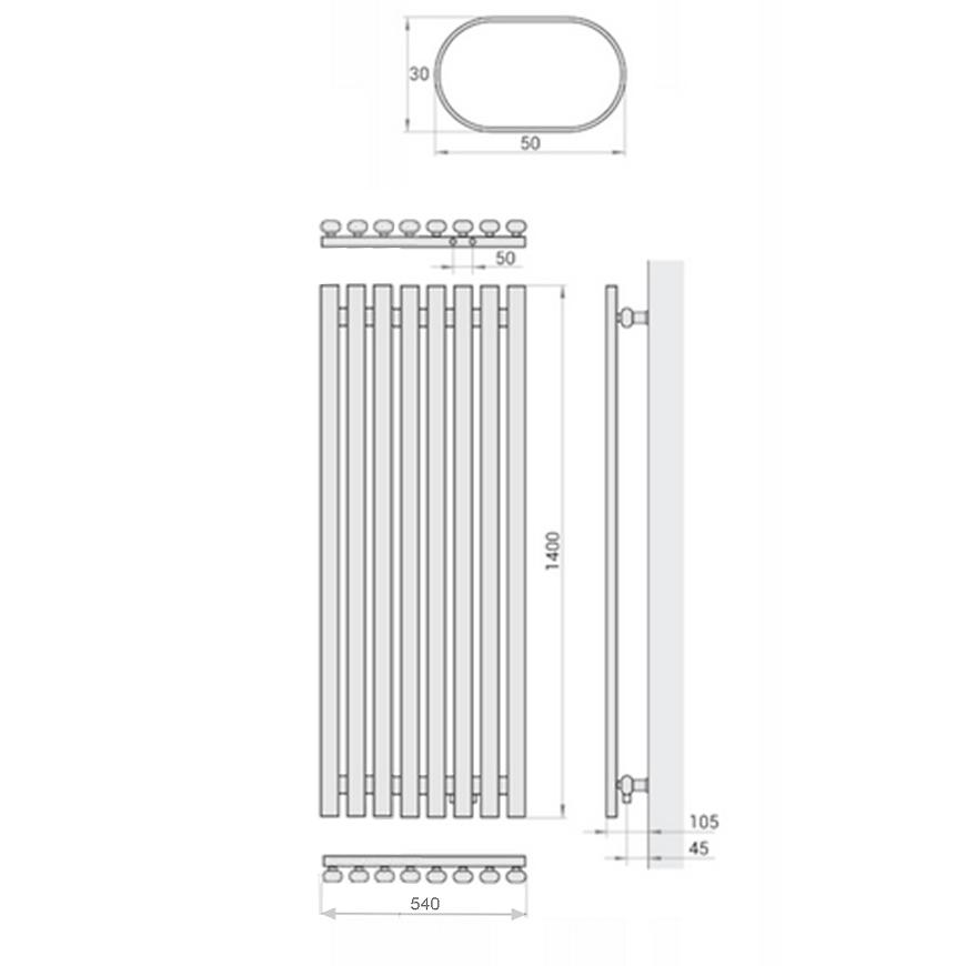 Grzejnik dekoracyjny Lazur 1400x540 mm - biały - obrazek 3