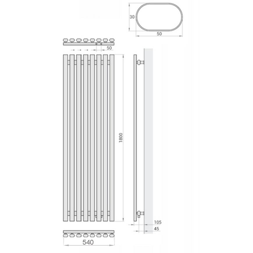 Grzejnik dekoracyjny Lazur 1800x540 mm - czarny - obrazek 5